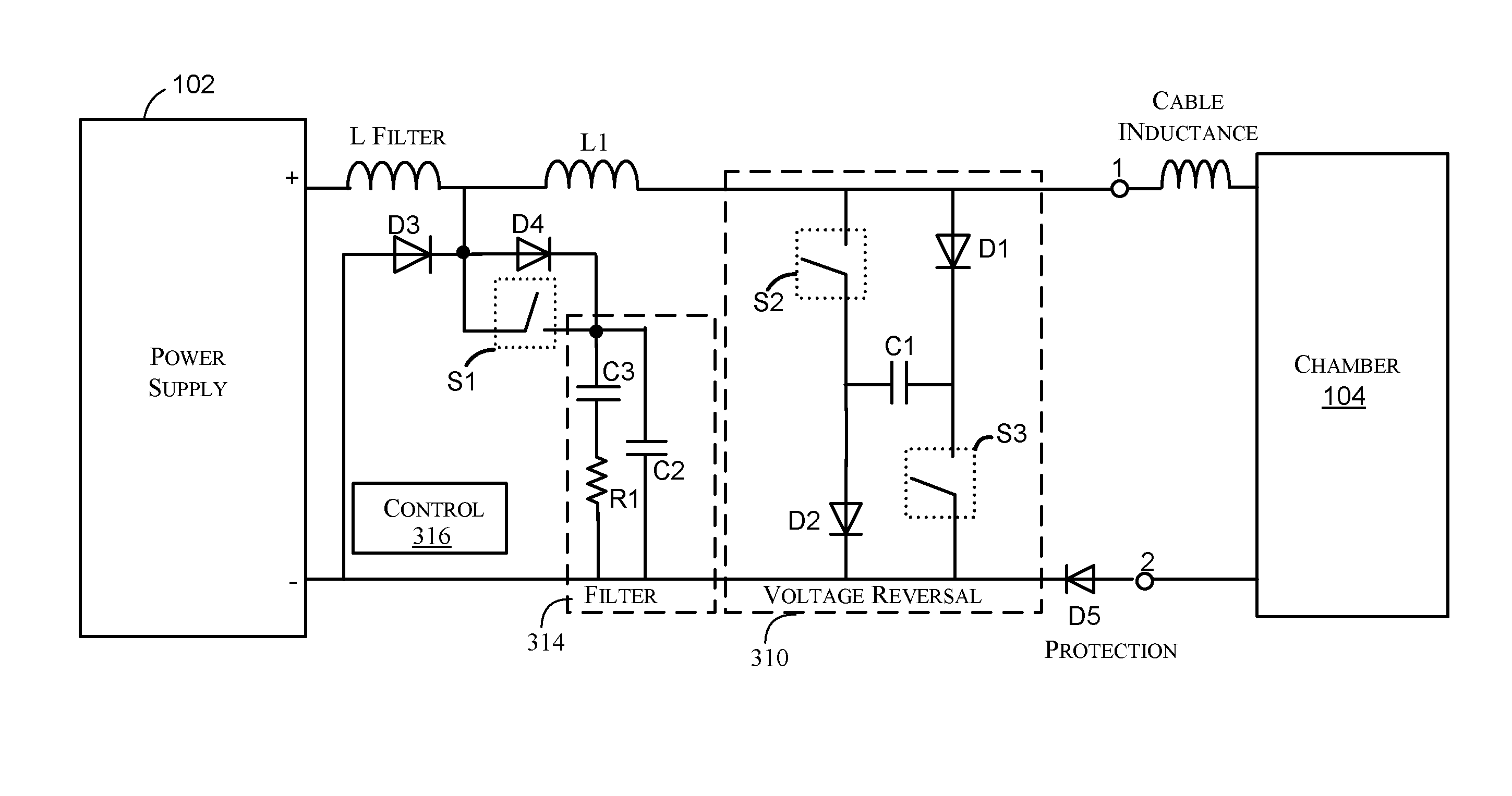 Arc management with voltage reversal and improved recovery