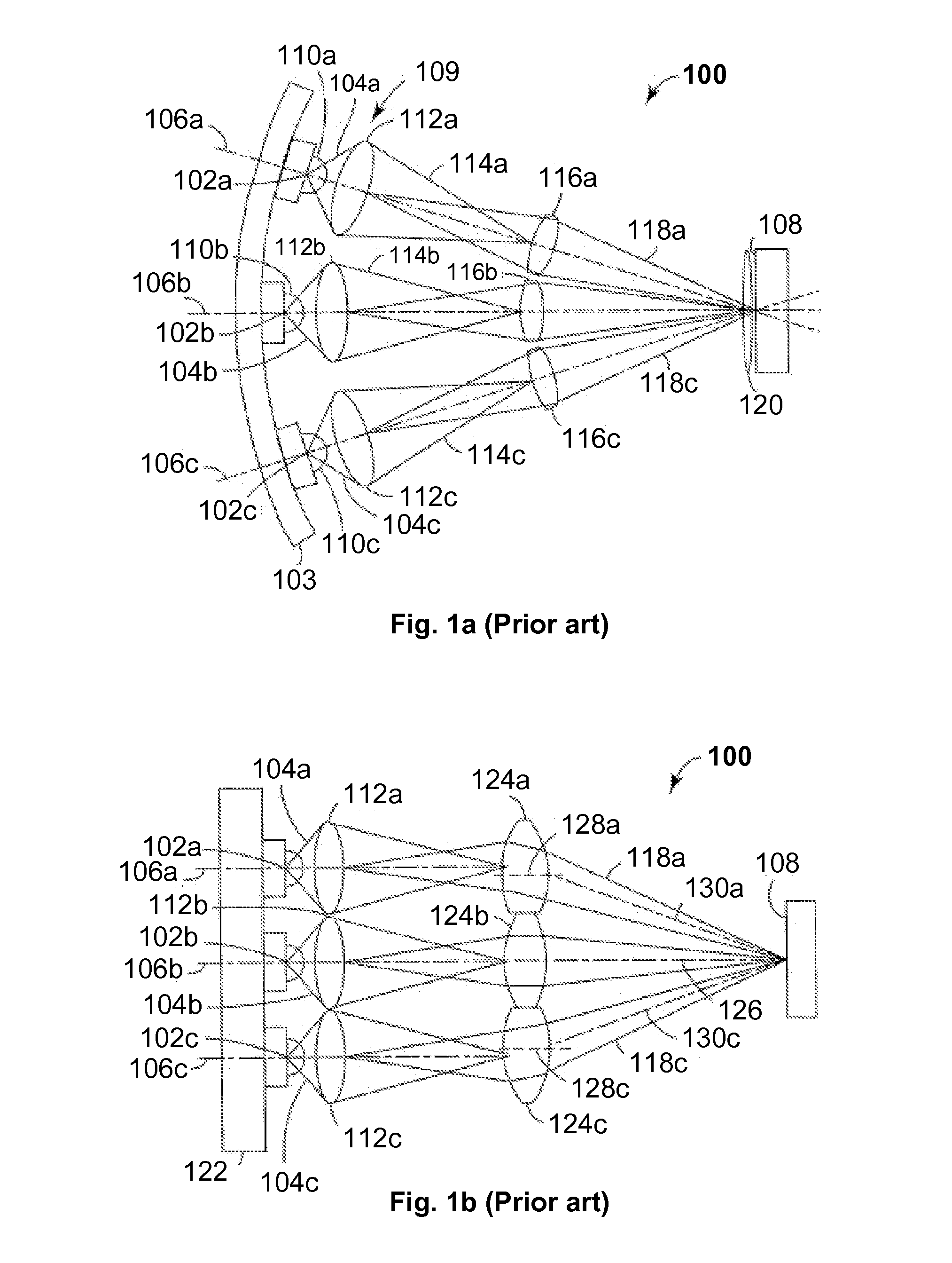 Projecting illumination device with multiple light sources