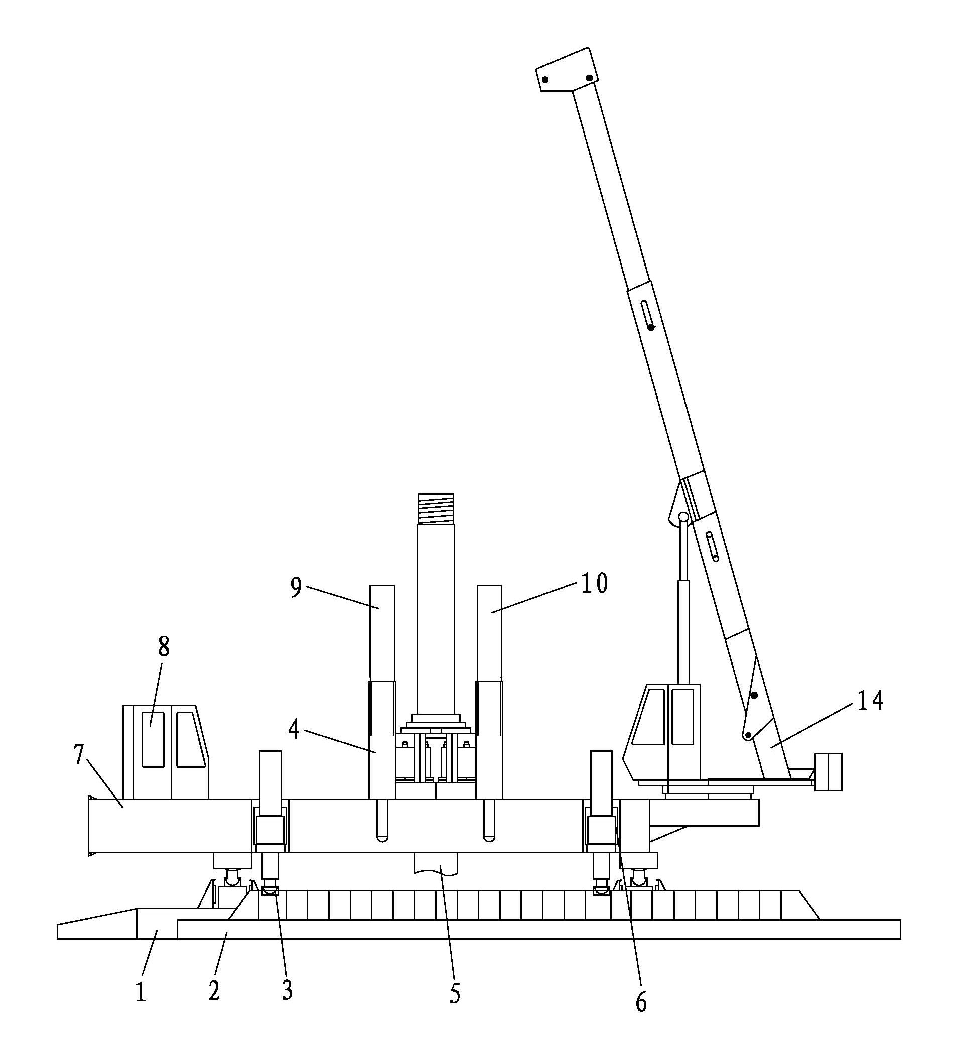 Rammed pedestal pile back pressure device of immersed tube filling pile machine