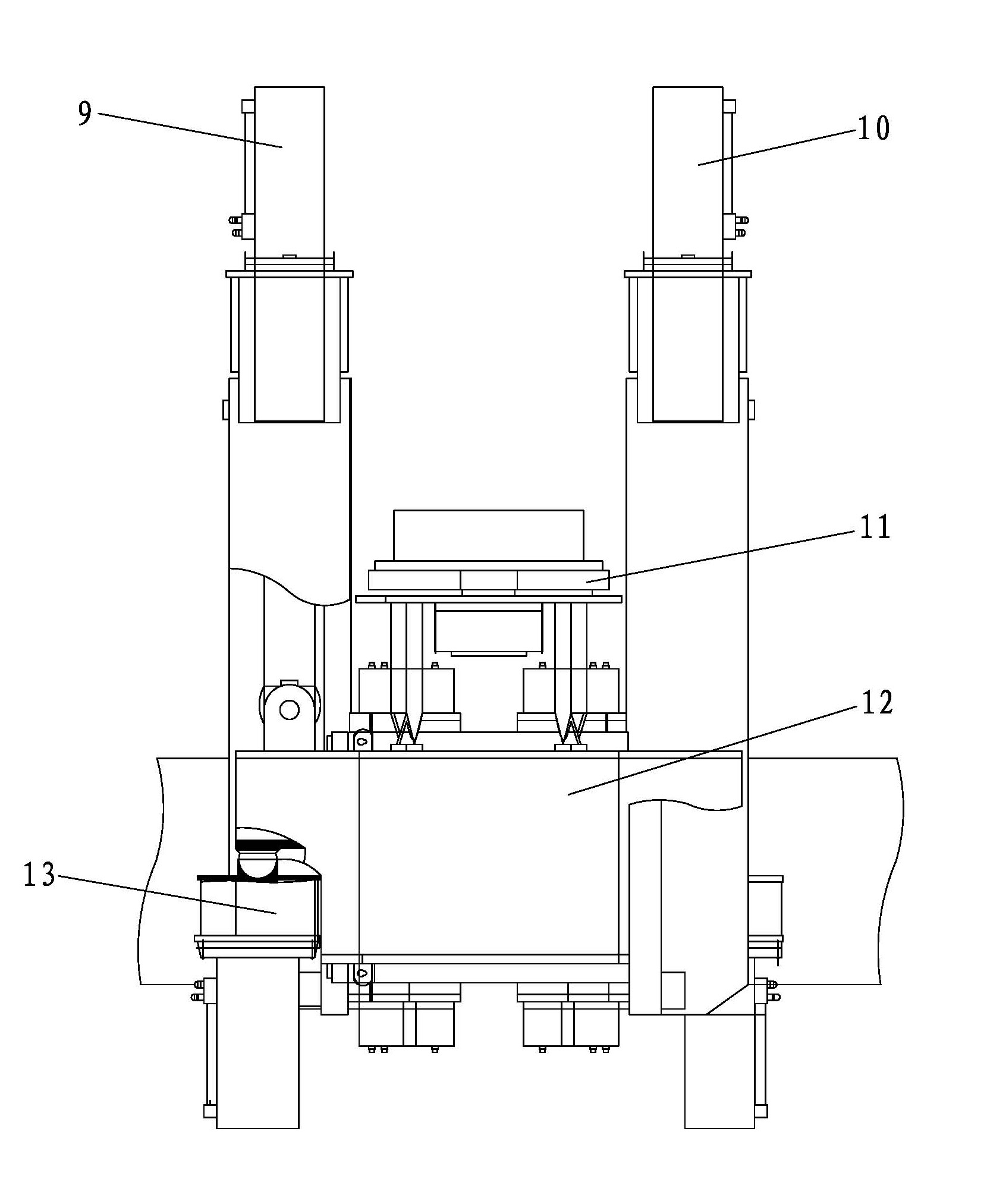 Rammed pedestal pile back pressure device of immersed tube filling pile machine