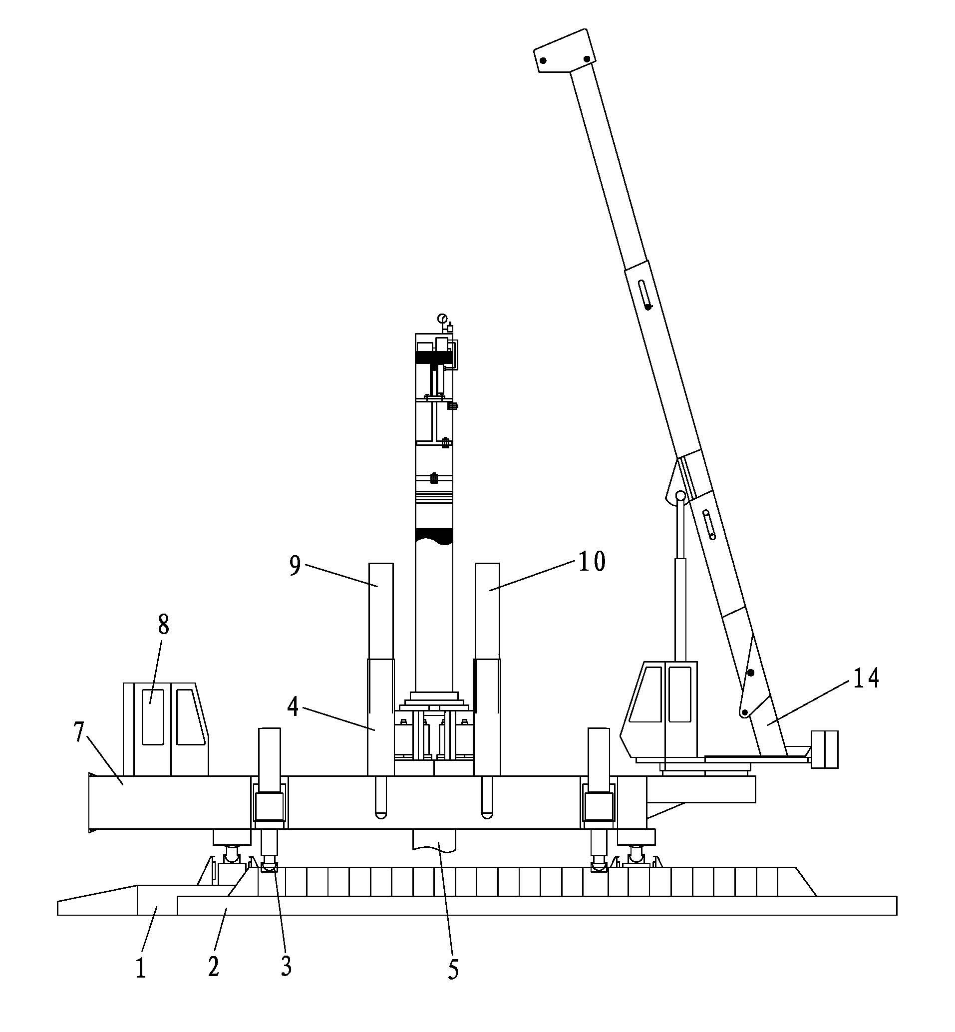 Rammed pedestal pile back pressure device of immersed tube filling pile machine