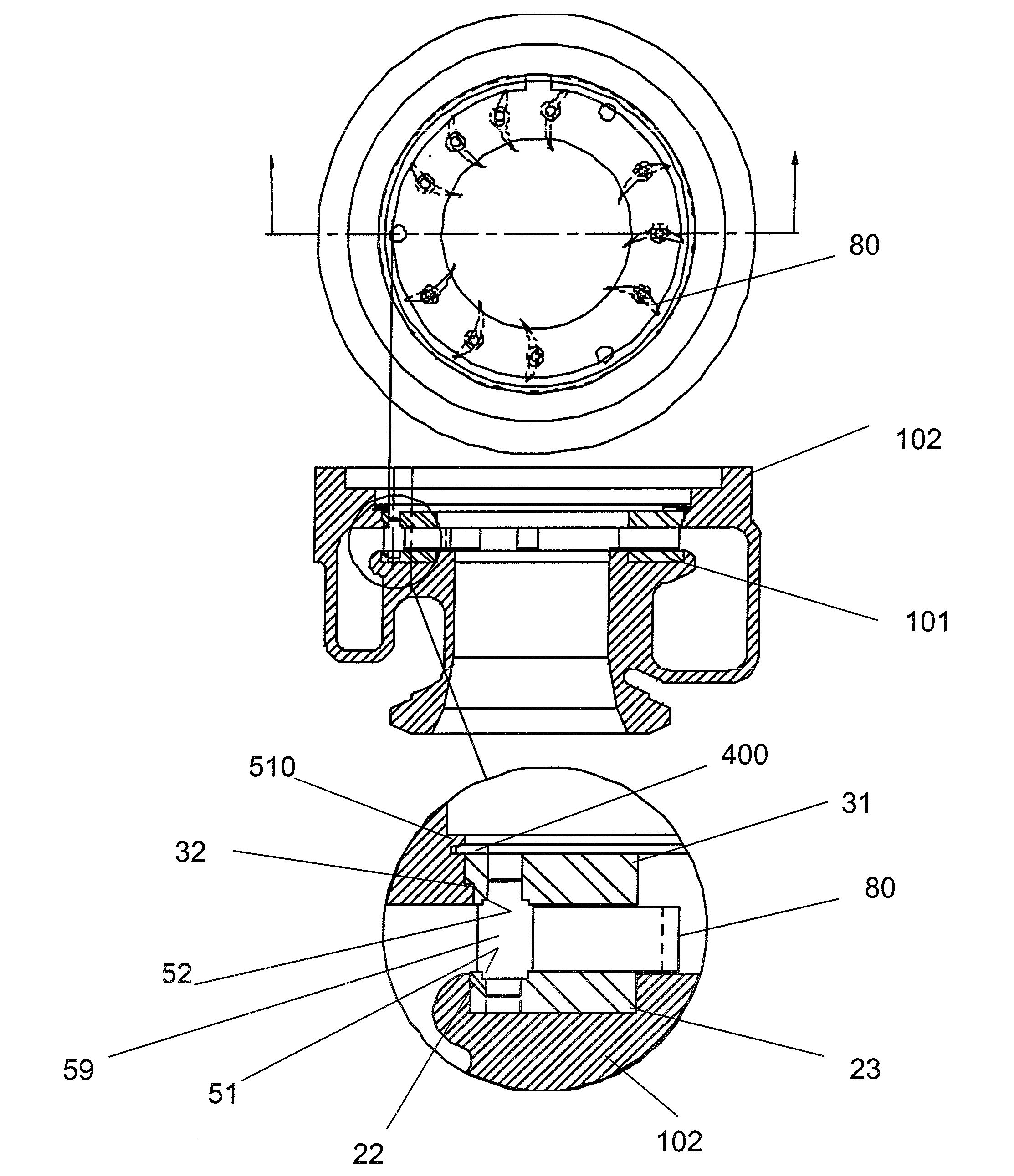 Variable geometry turbocharger, vane ring assembly with retaining member