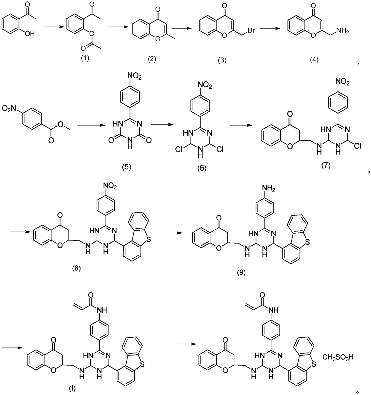 Mesylate of dibenzo[b,d]thiophene STAT3 (Signal Transducer and Activator of Transcription-3) inhibitor and preparation method and application of mesylate