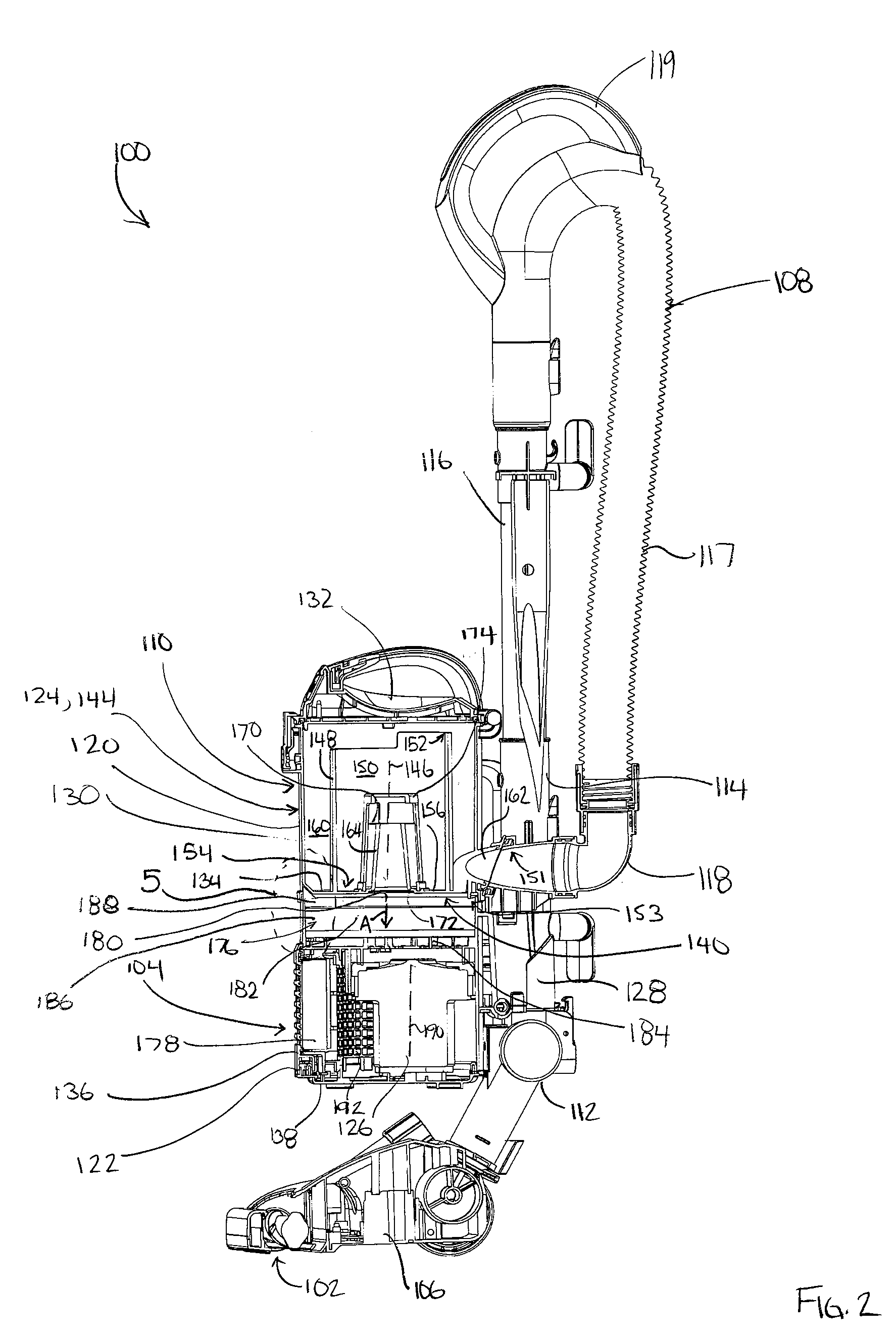 Seal construction for a surface cleaning apparatus