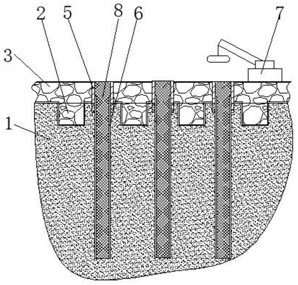 A treatment method for desert engineering foundation pre-soaked water dynamic compaction