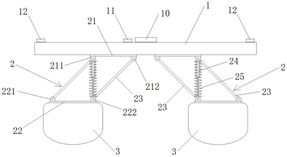 Suspension type double-body target ship