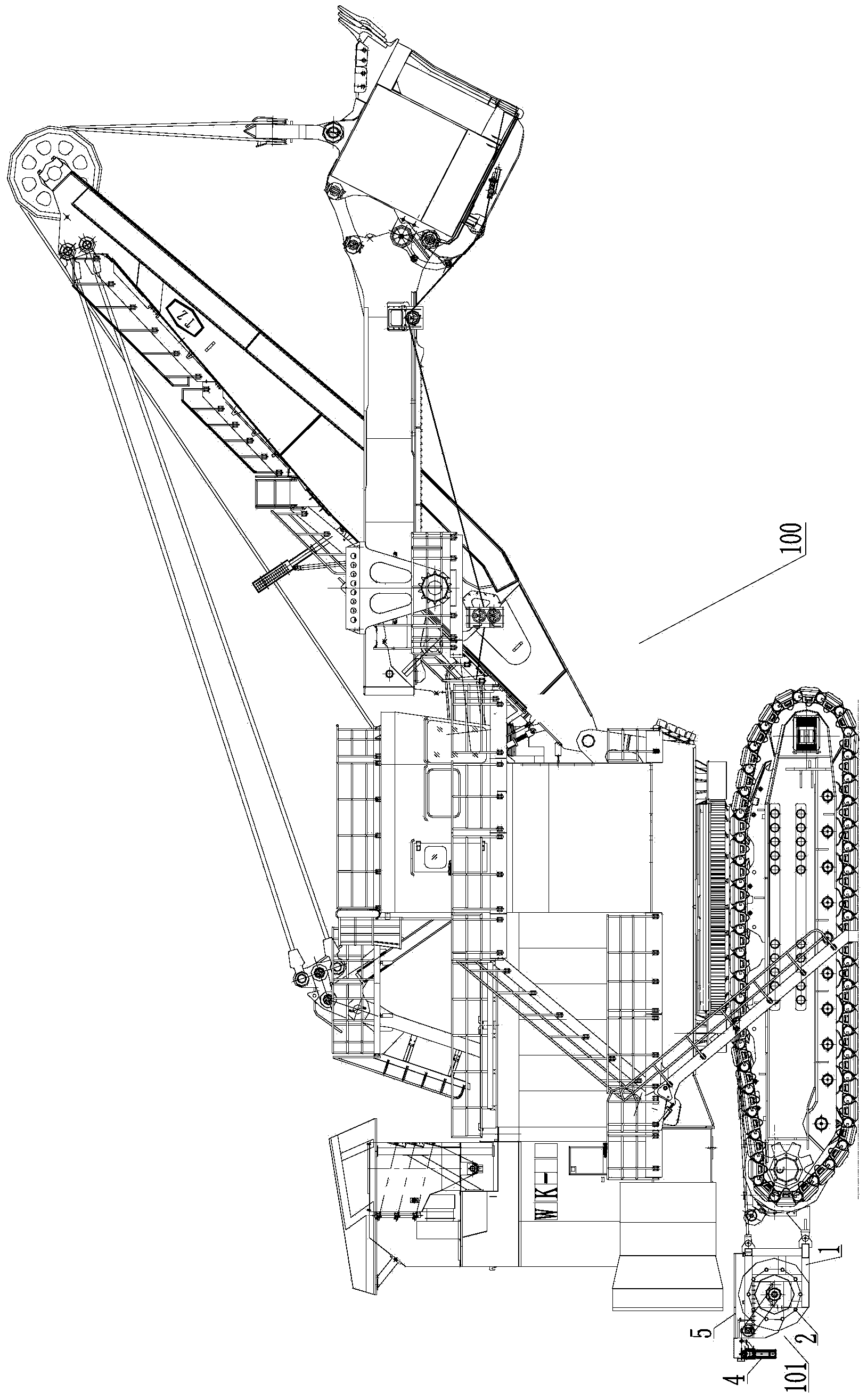 Large mining excavator and cable drum device thereof