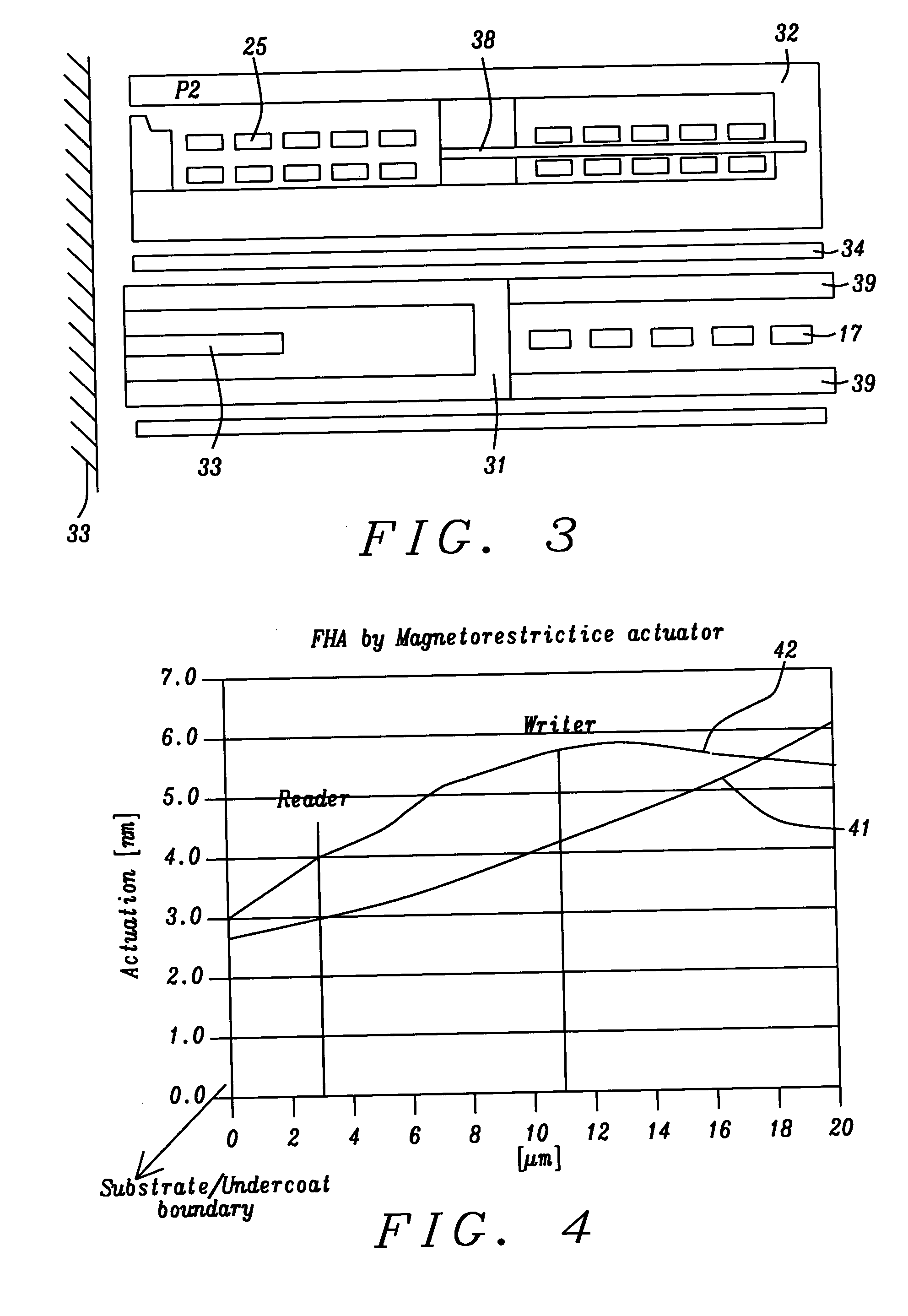 Magnetostrictive actuator in a magnetic head