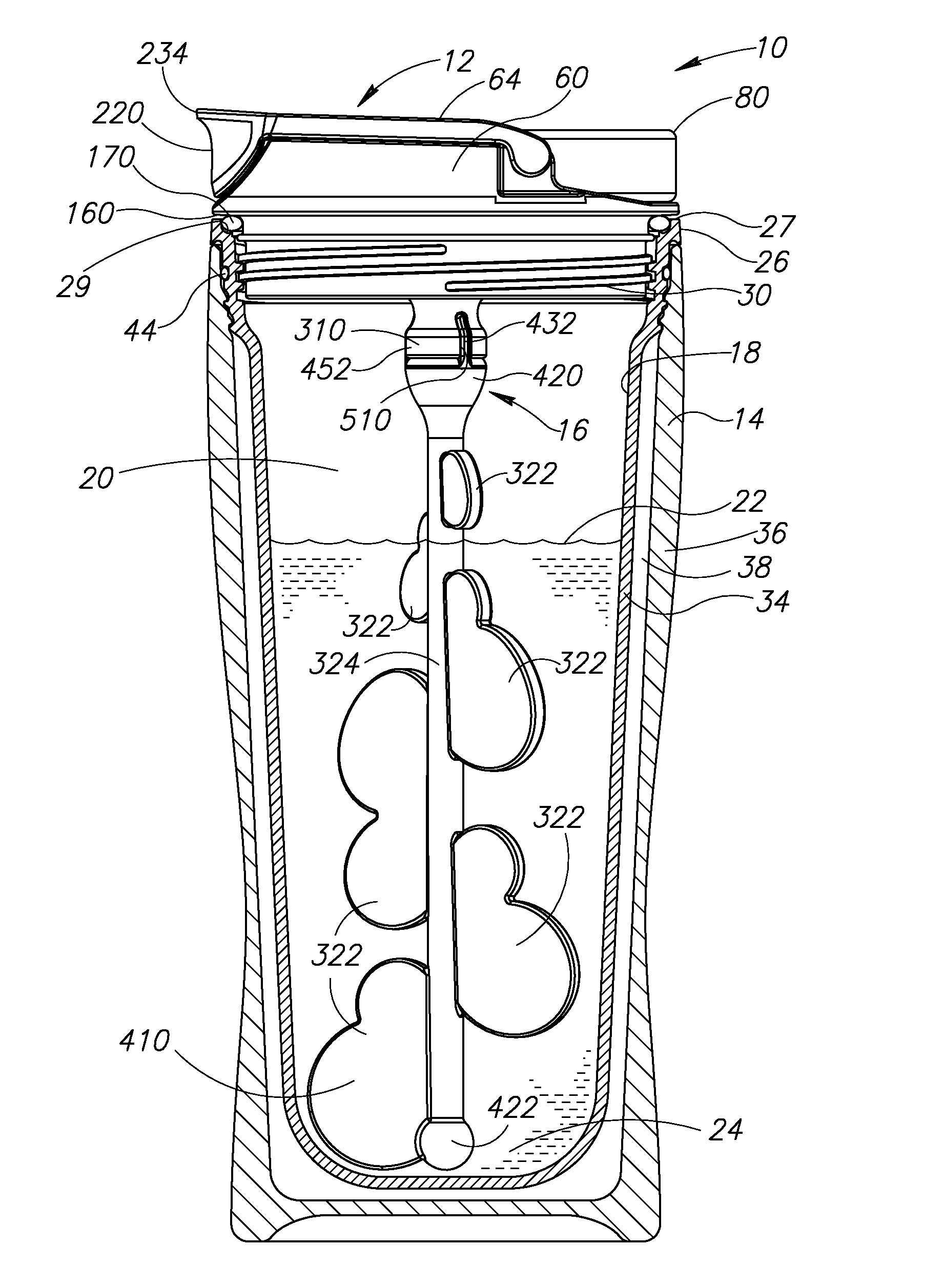 Tumbler with stirring assembly