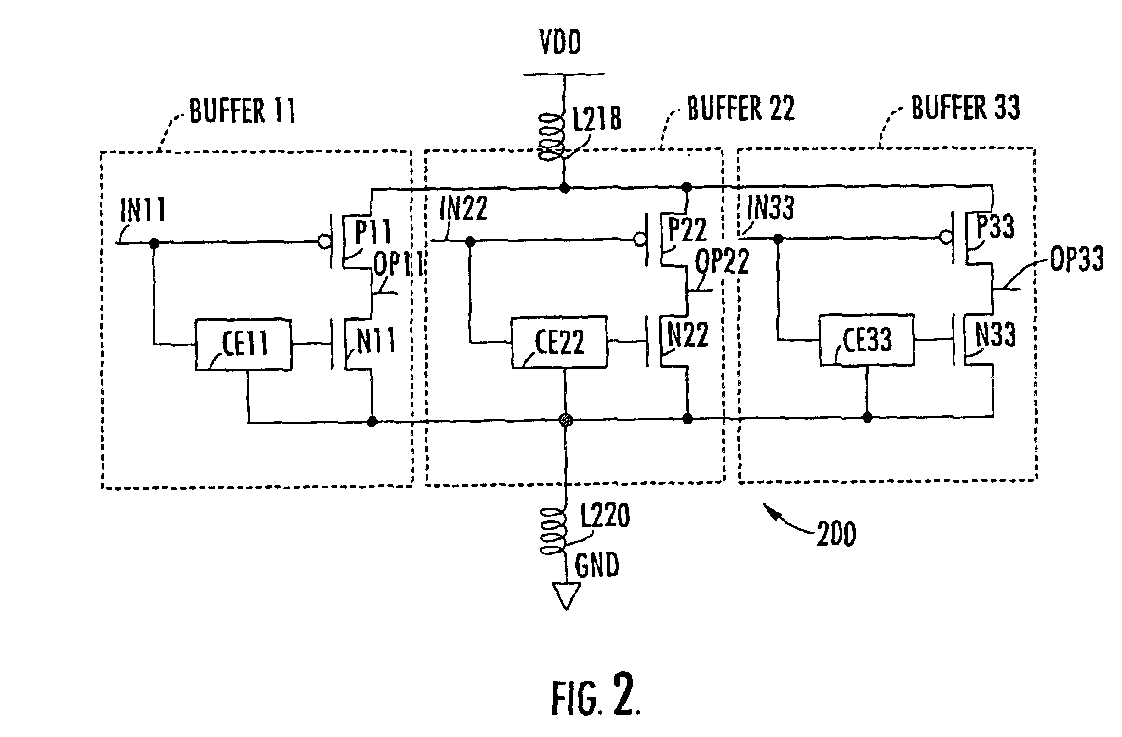 CMOS buffer with reduced ground bounce