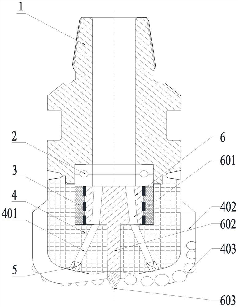 Drill bit based on central multi-edge tooth modulation pulse jet flow and drilling method thereof