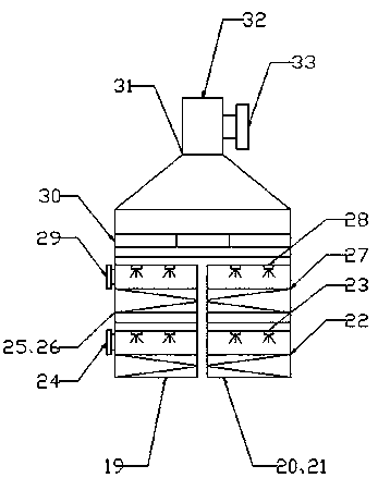 A cyclone reaction water spray tower for acid mist waste gas treatment