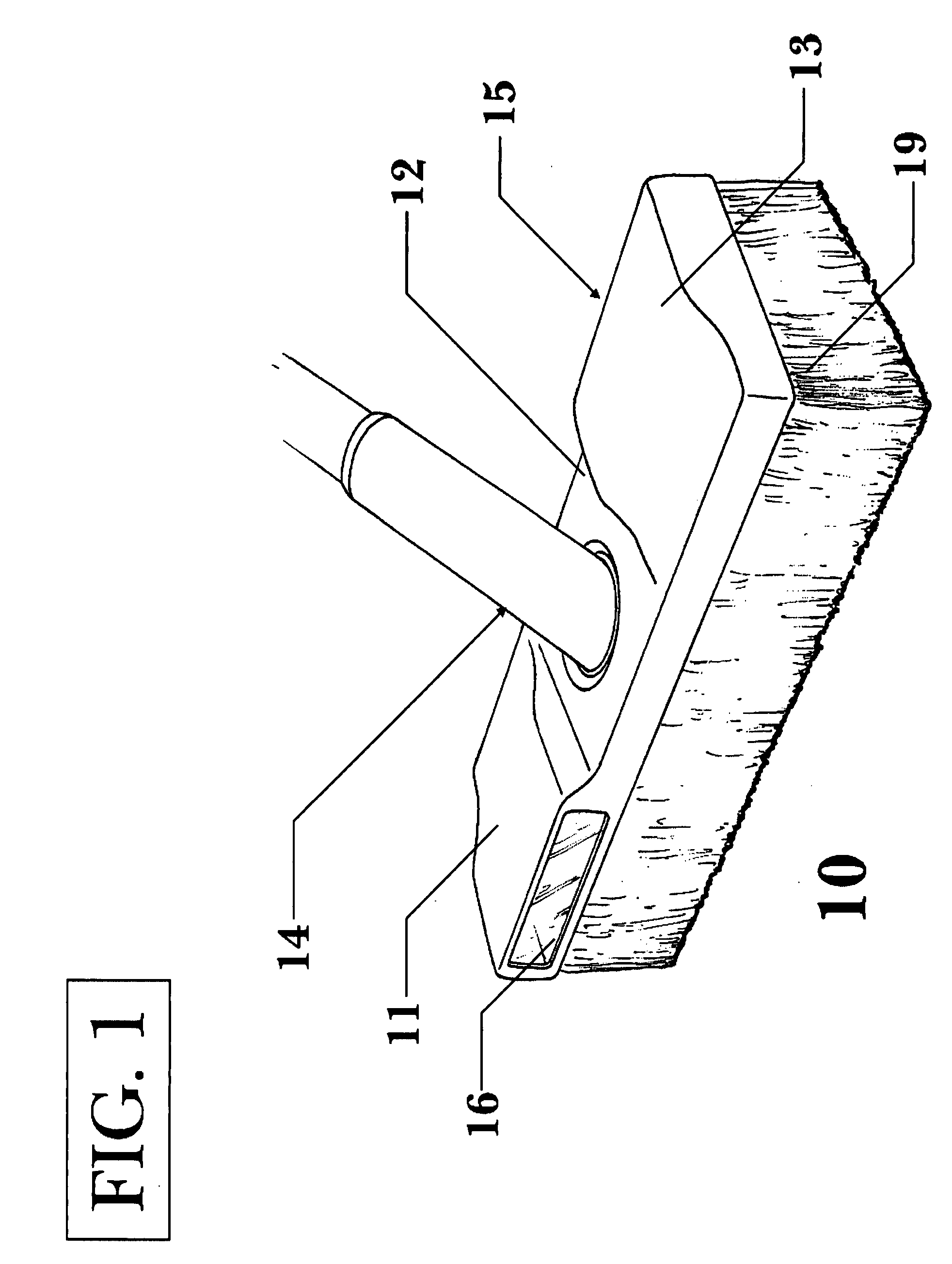 Hand pushed floor cleaning tool with an integrated illumination source