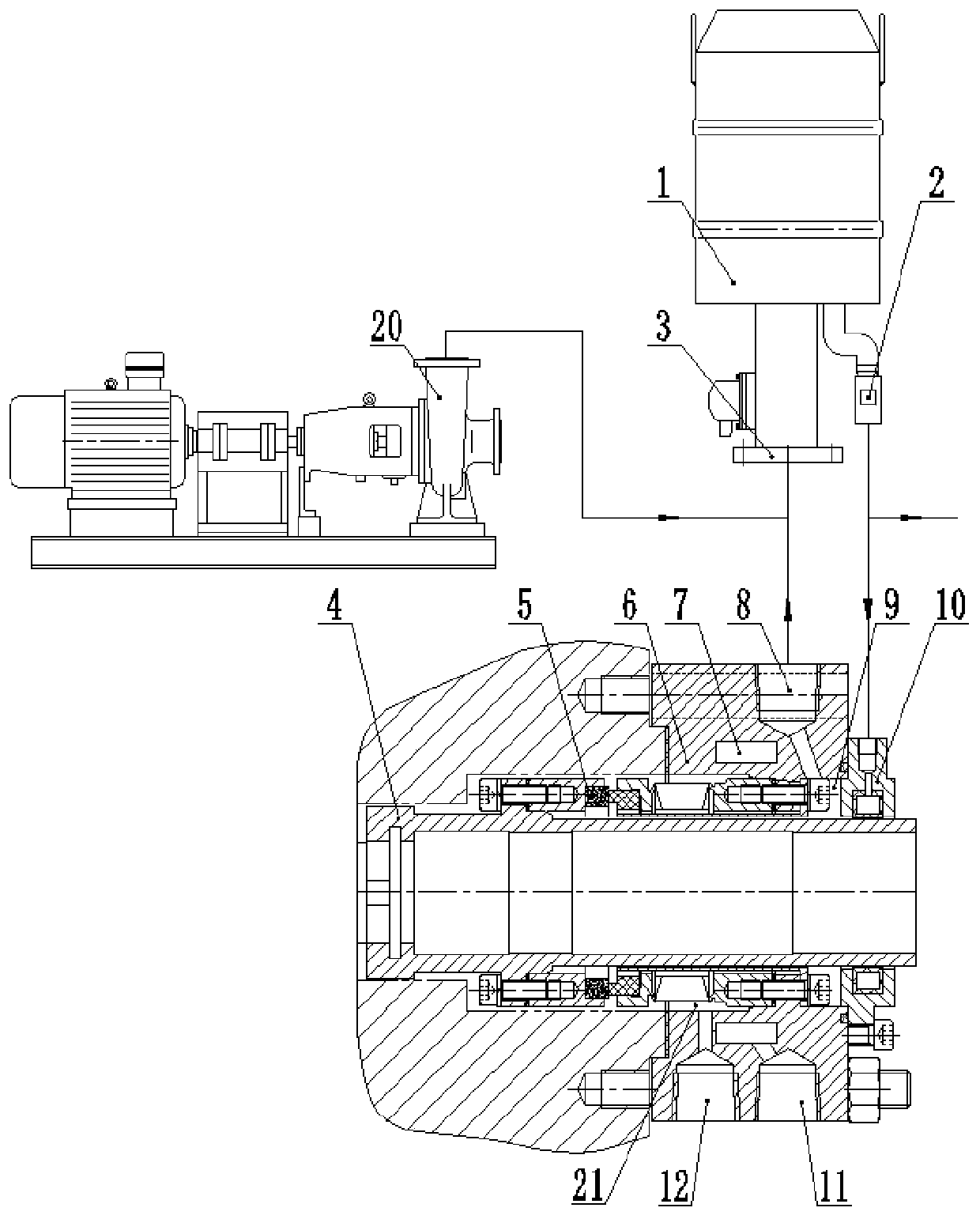 Self-priming pump mechanical sealing part under positive and negative pressure working condition