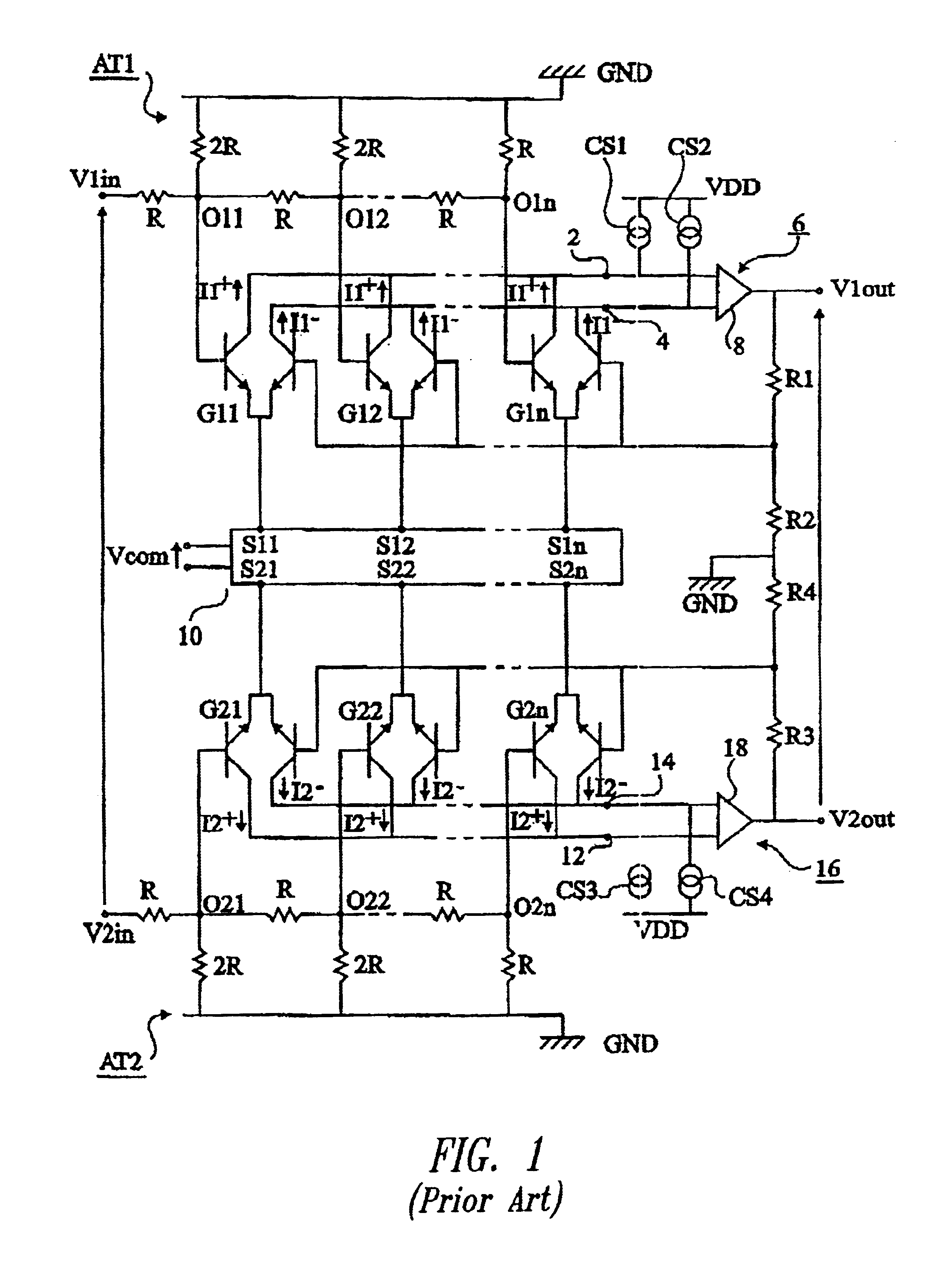 Variable-gain differential input and output amplifier