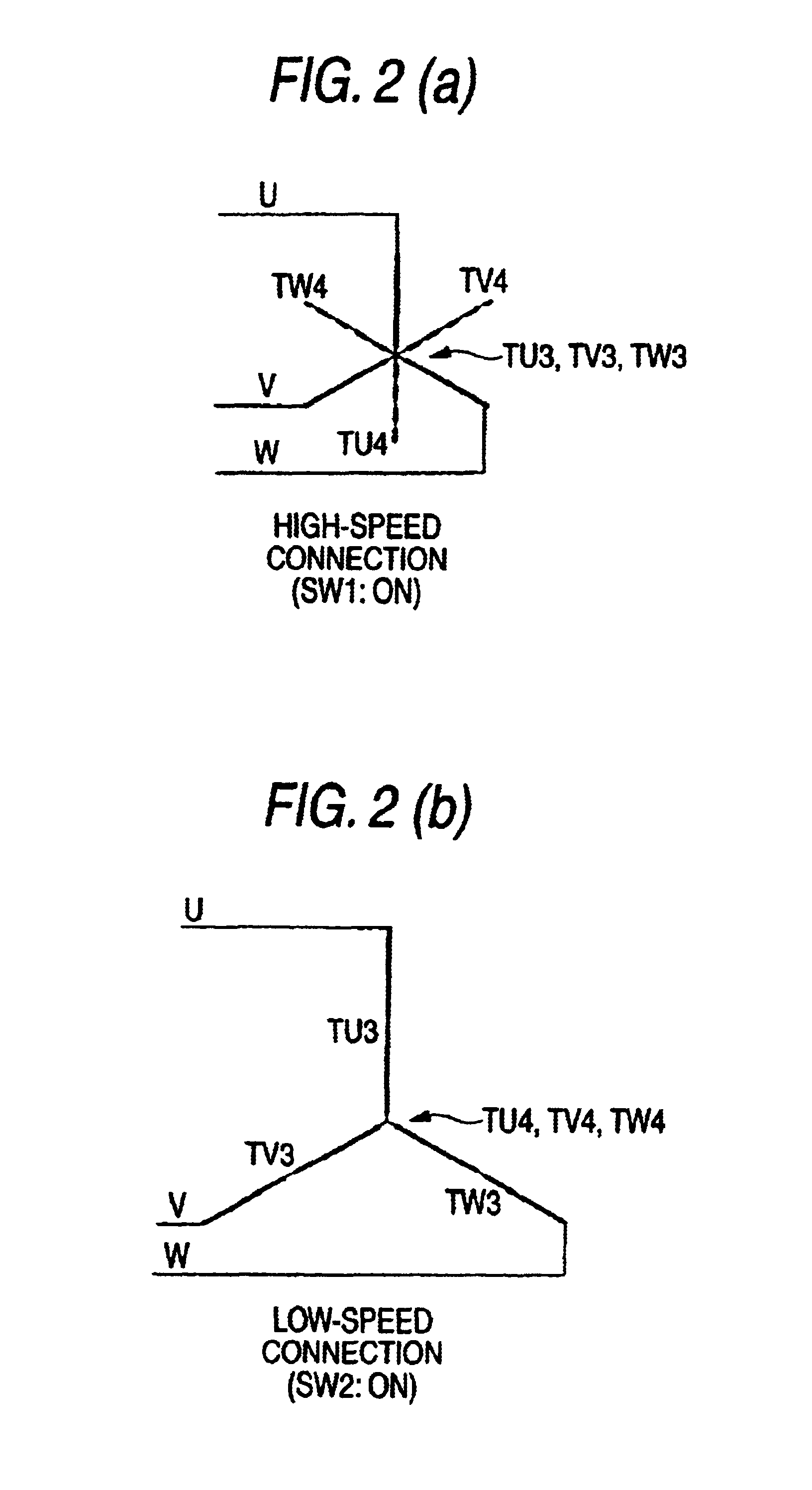 Apparatus for switching windings of AC three-phase motor