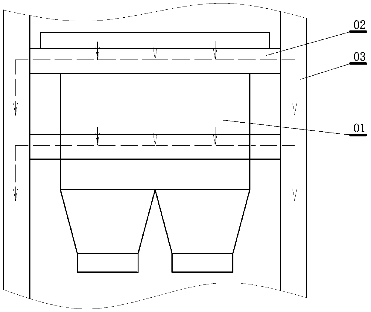 A steel structure frame of a loading station integrated with a warehouse body and a supporting structure