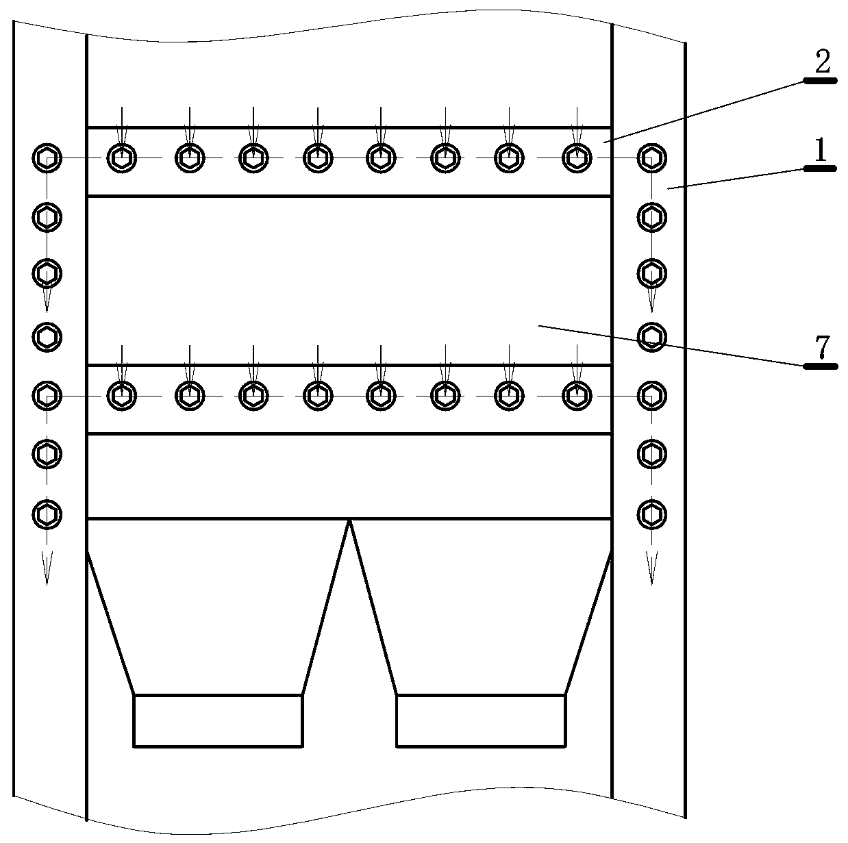 A steel structure frame of a loading station integrated with a warehouse body and a supporting structure