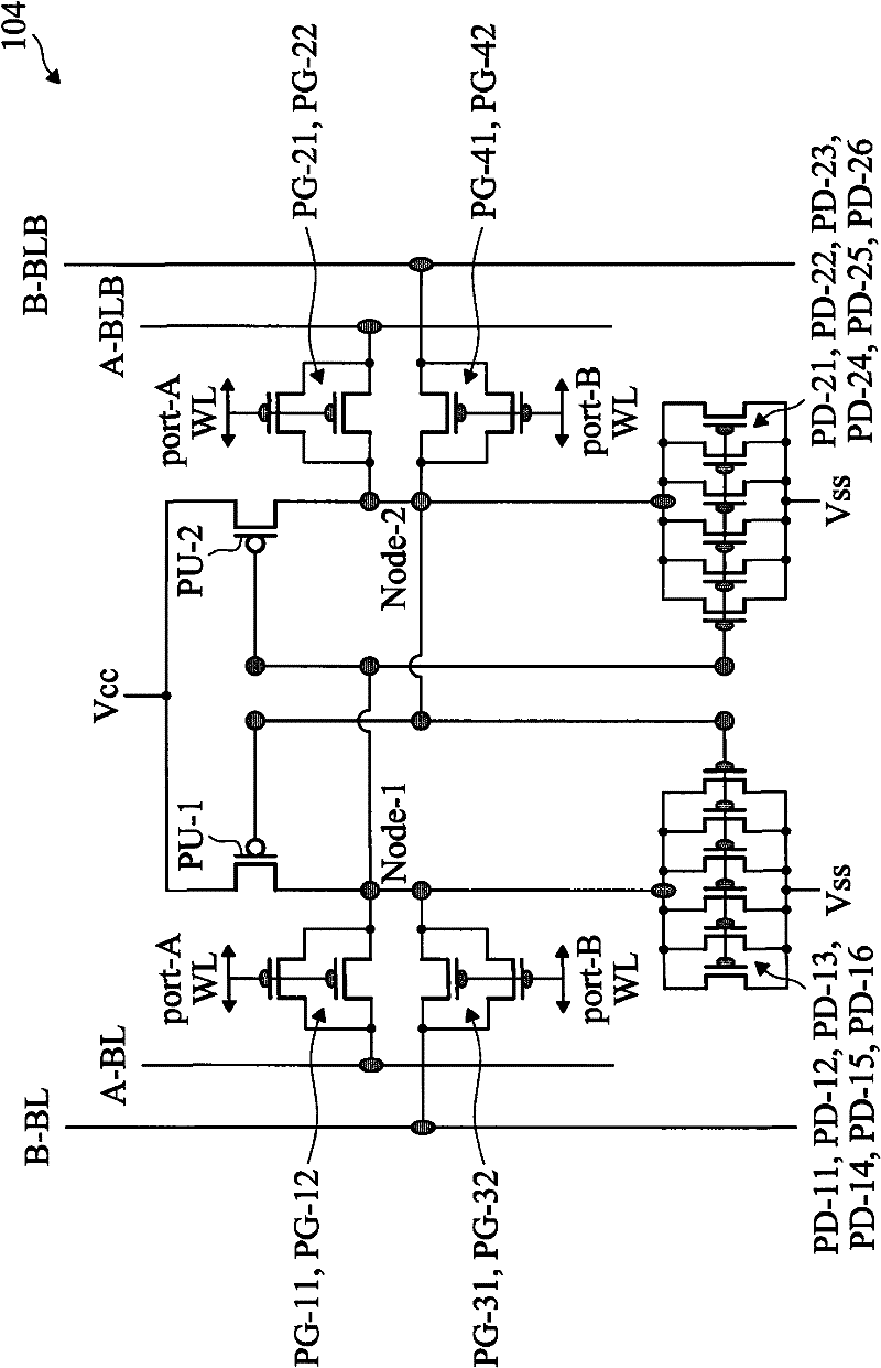 Cell Structure of Dual Port Static Random Access Memory