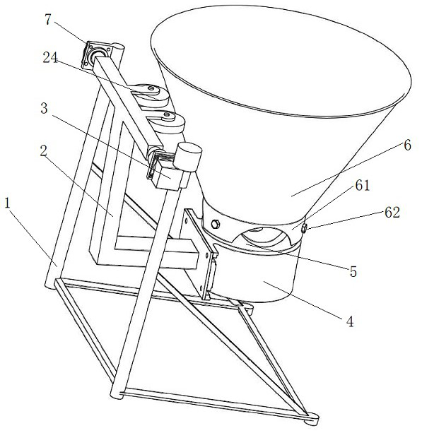 Overturning type discharging hopper capable of imitating manual material pouring