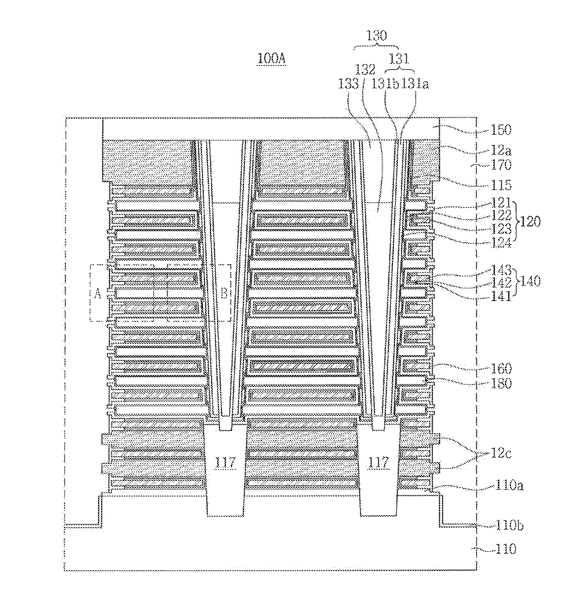 Semiconductor device having vertical channel and air gap, and method of manufacturing thereof