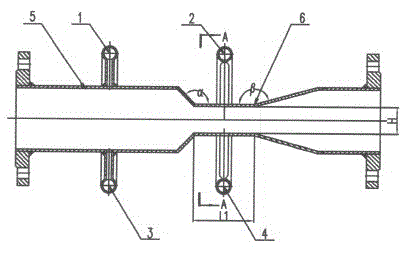 High-online diffusing pipe double rectangular flowmeter