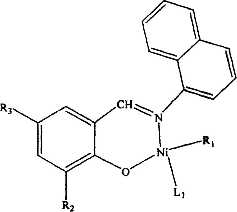 [N^O] type olefine polymerization catalyst containing N-naphthyl imine bitooth ligand and rear transition metal coordination and its preparation method