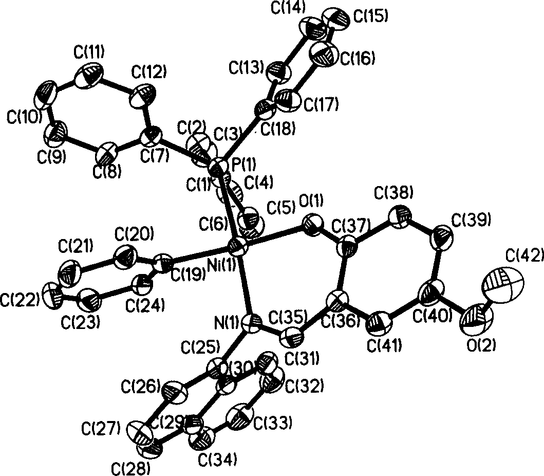 [N^O] type olefine polymerization catalyst containing N-naphthyl imine bitooth ligand and rear transition metal coordination and its preparation method