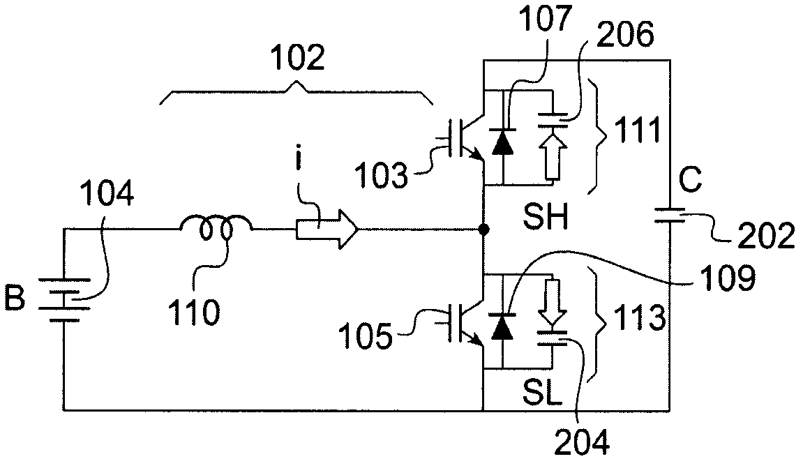 Converter which is designed to be used on motor vehicle and provides electric propulsive force circuit