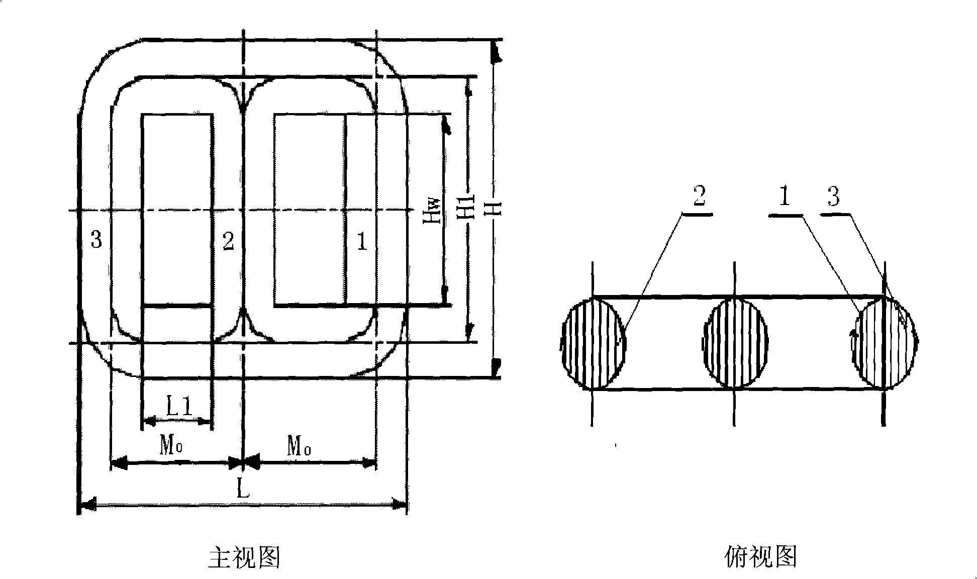 Oil-immersed type transformer for hatch winding iron core with oval-shaped cross section