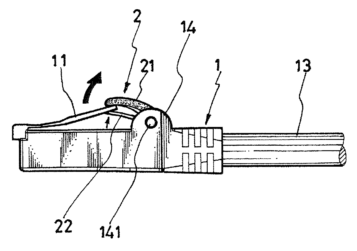 Communication connector with tab operating mechanism