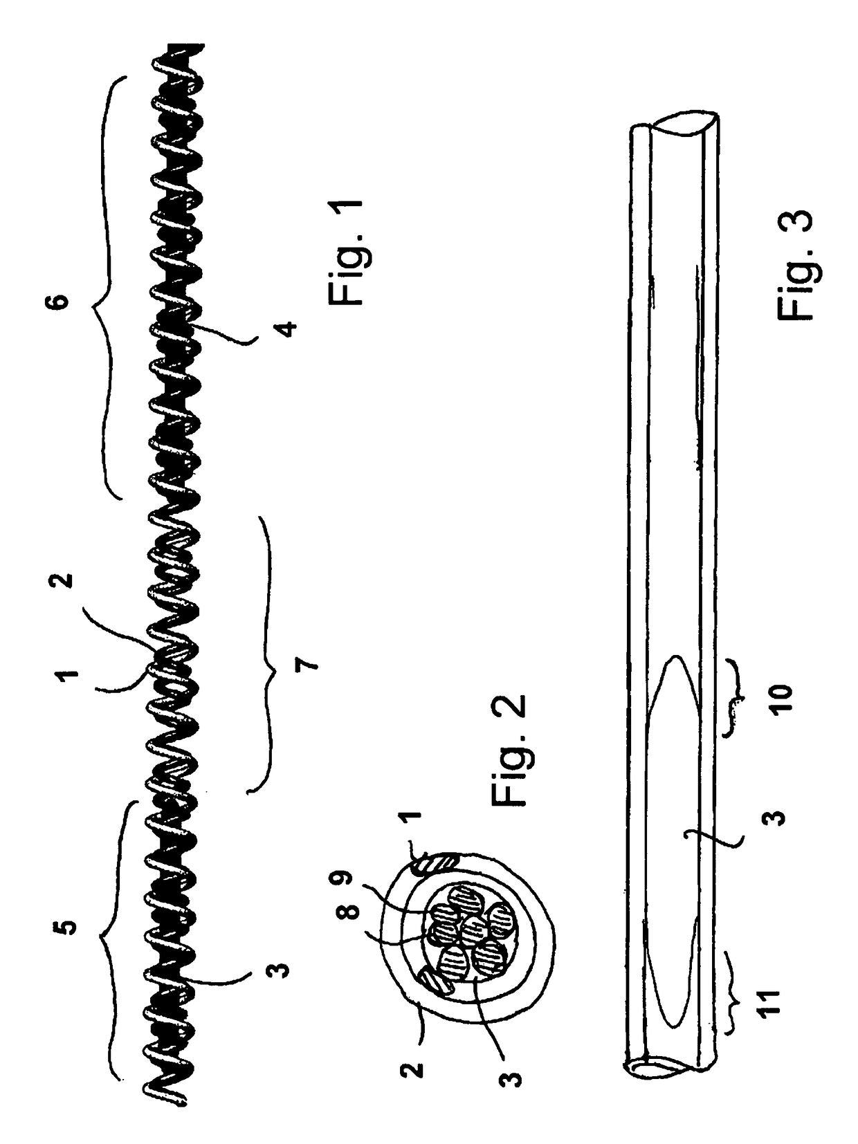 Catheter pump arrangement and flexible shaft arrangement having a core