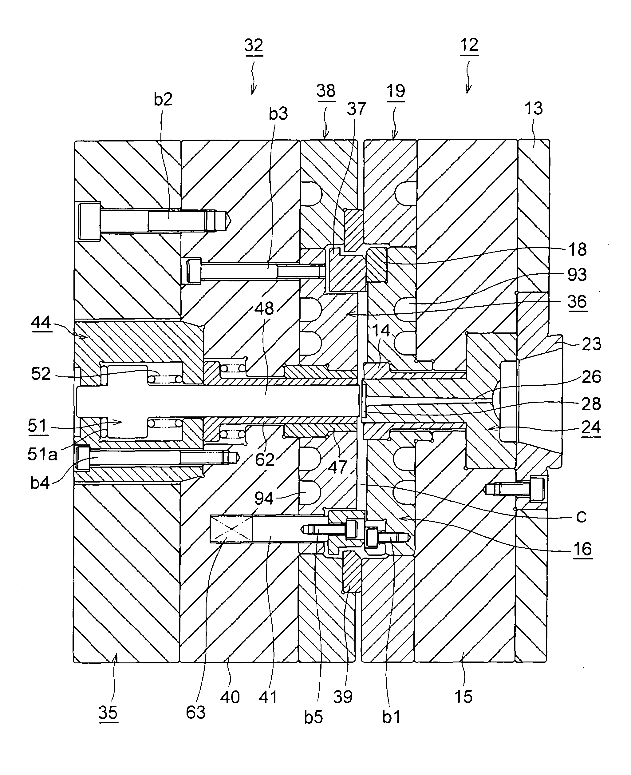 Mold for forming disc, method for manufacture same, and mold parts