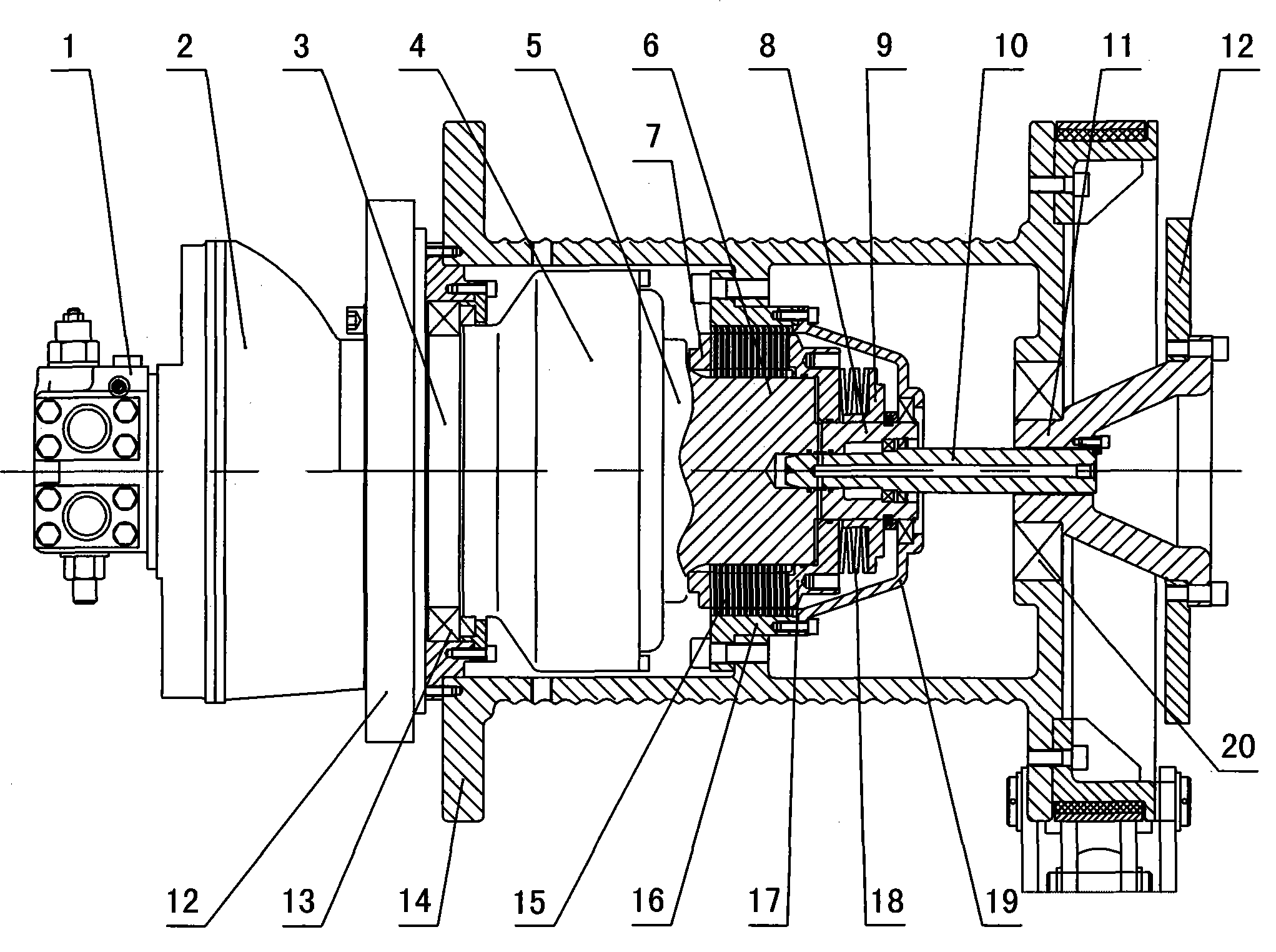 Hydraulic pressure reel cart with clutch at transmission last level