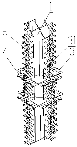 Construction structure and method of large-section steel-reinforced concrete column and beam node