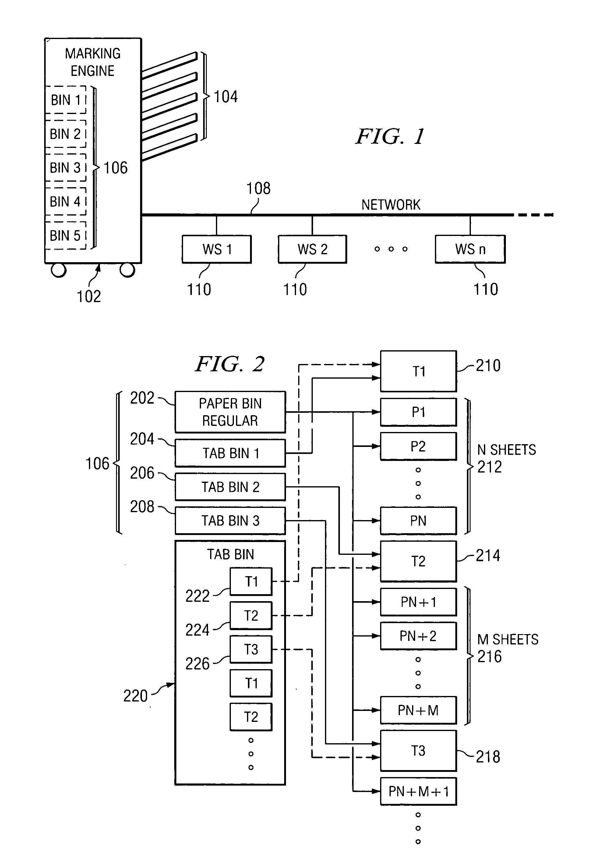 Method and apparatus for inserting tabs in a print job