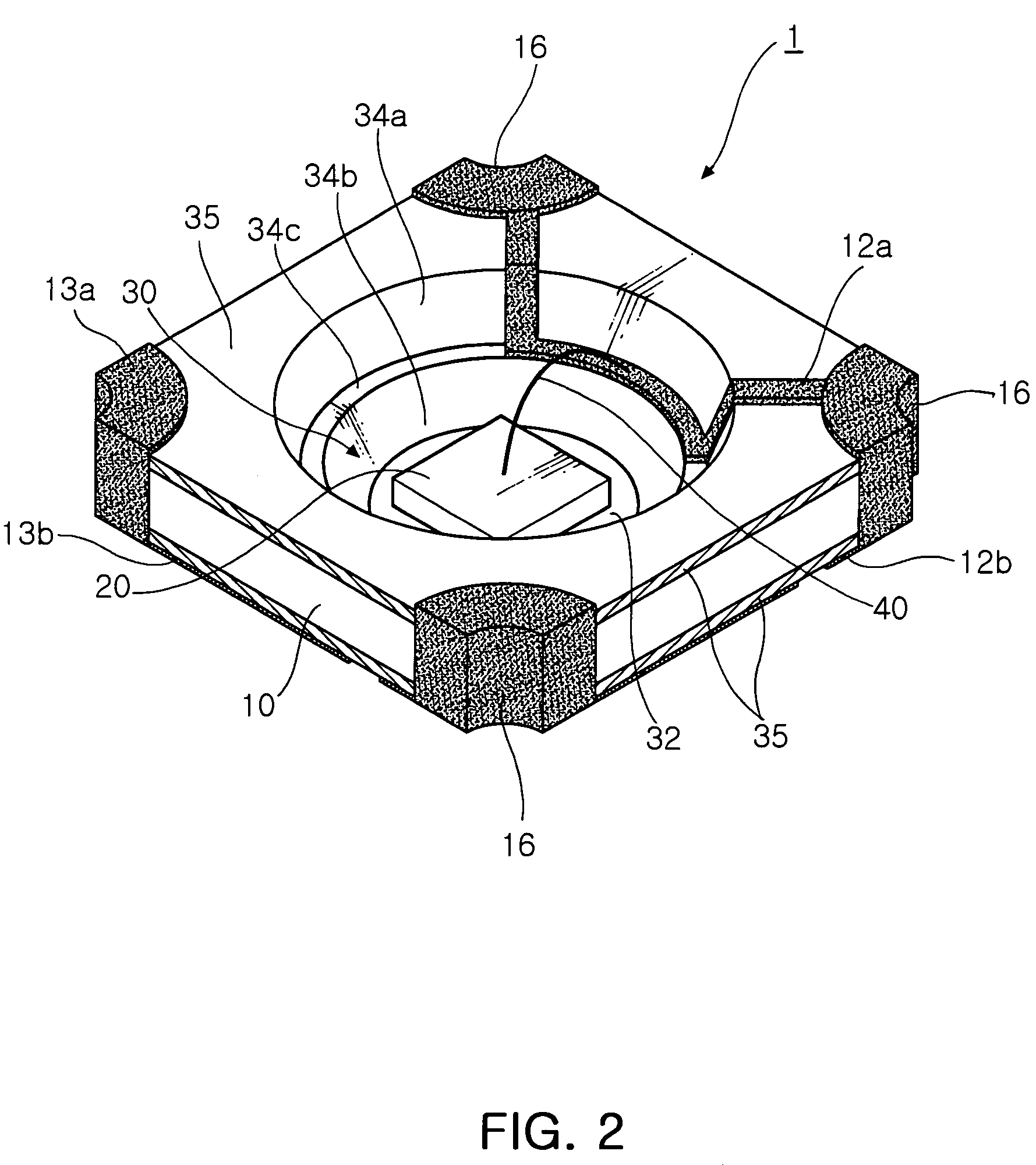 Light emitting diode package having multi-stepped reflecting surface structure and fabrication method thereof
