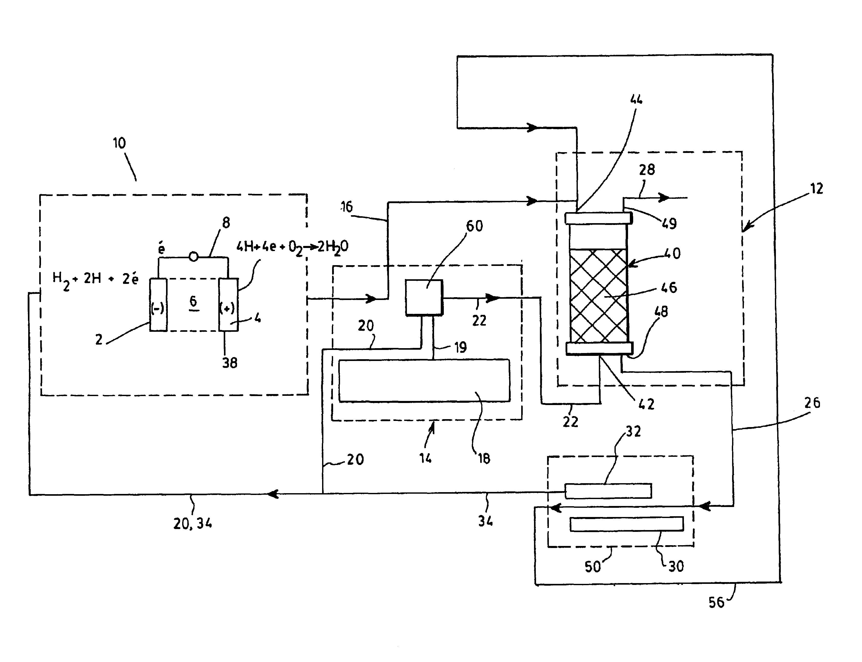 Process for generating electricity with a hydrogen fuel cell