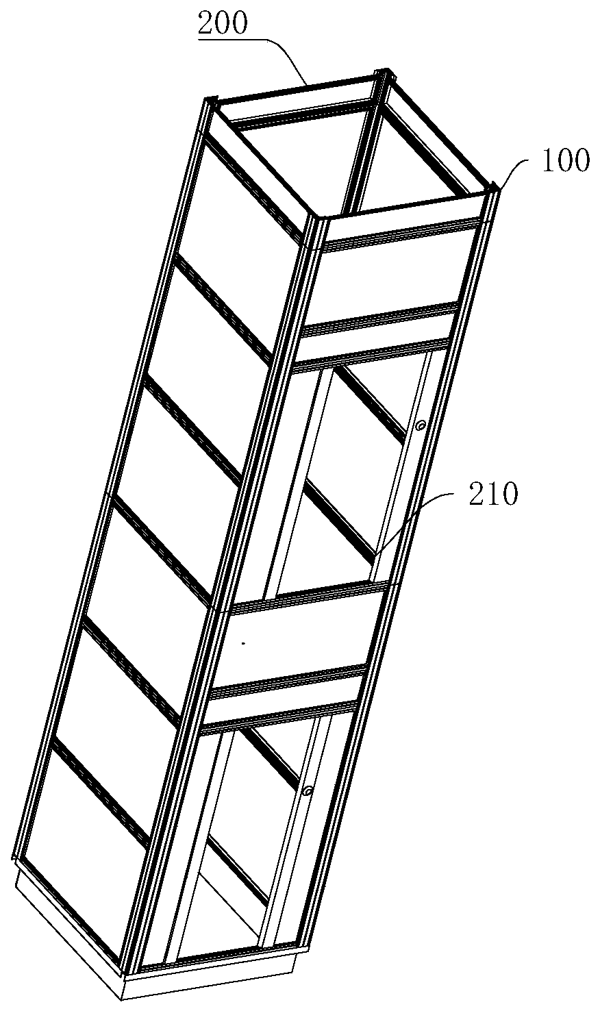 Supporting frame and shaft structure of sightseeing elevator comprising same