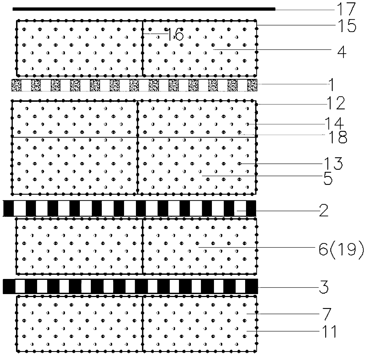 Multi-pile stepped retaining structure combined with manual filling soil grouting-reinforcement technology and construction method of multi-pile stepped retaining structure