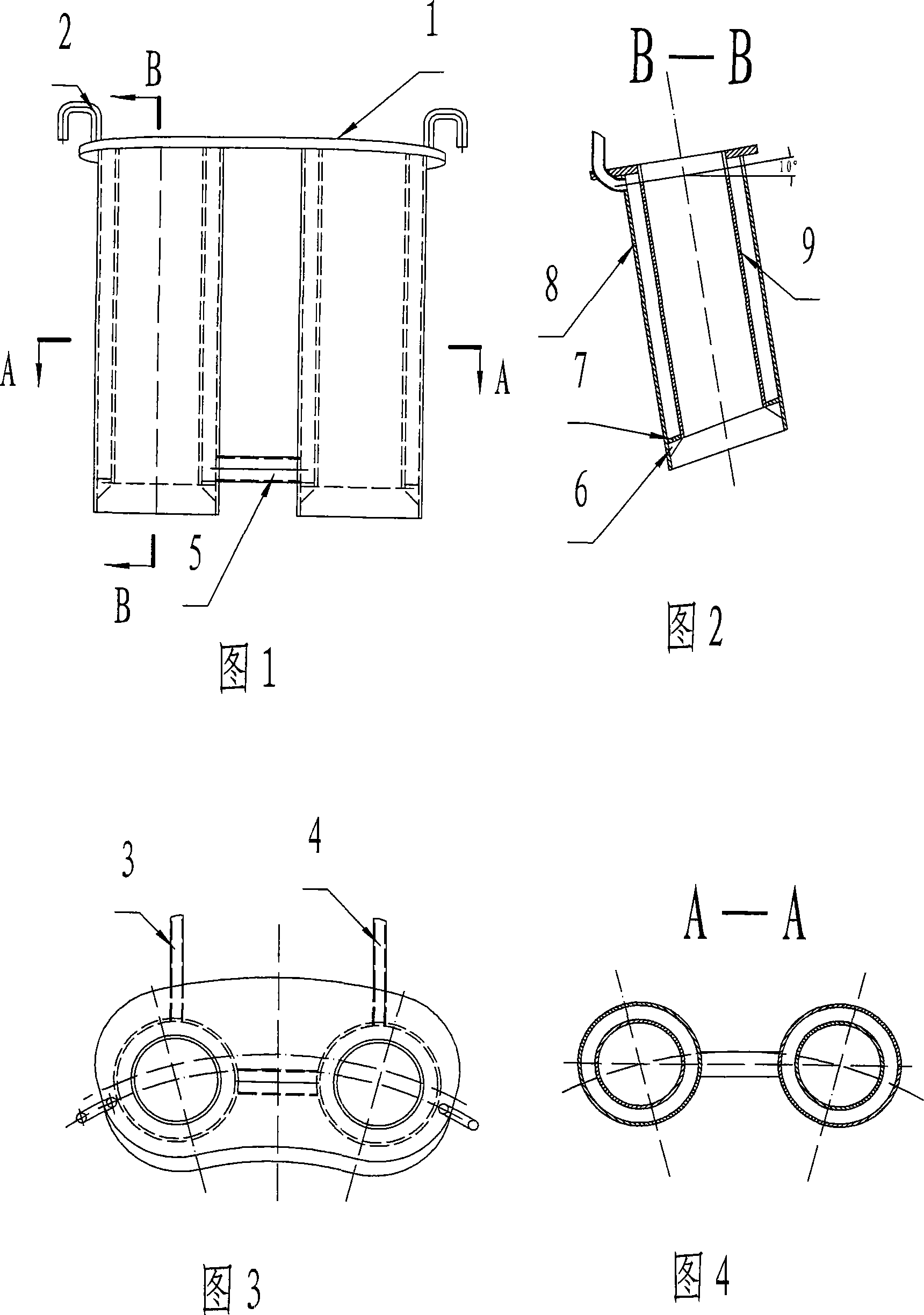 Closed type calcium carbide furnace charging nozzle and process for producing same