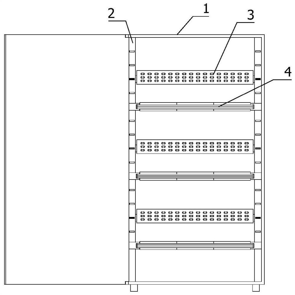 Electrical cabinet with layered line supporting mechanism