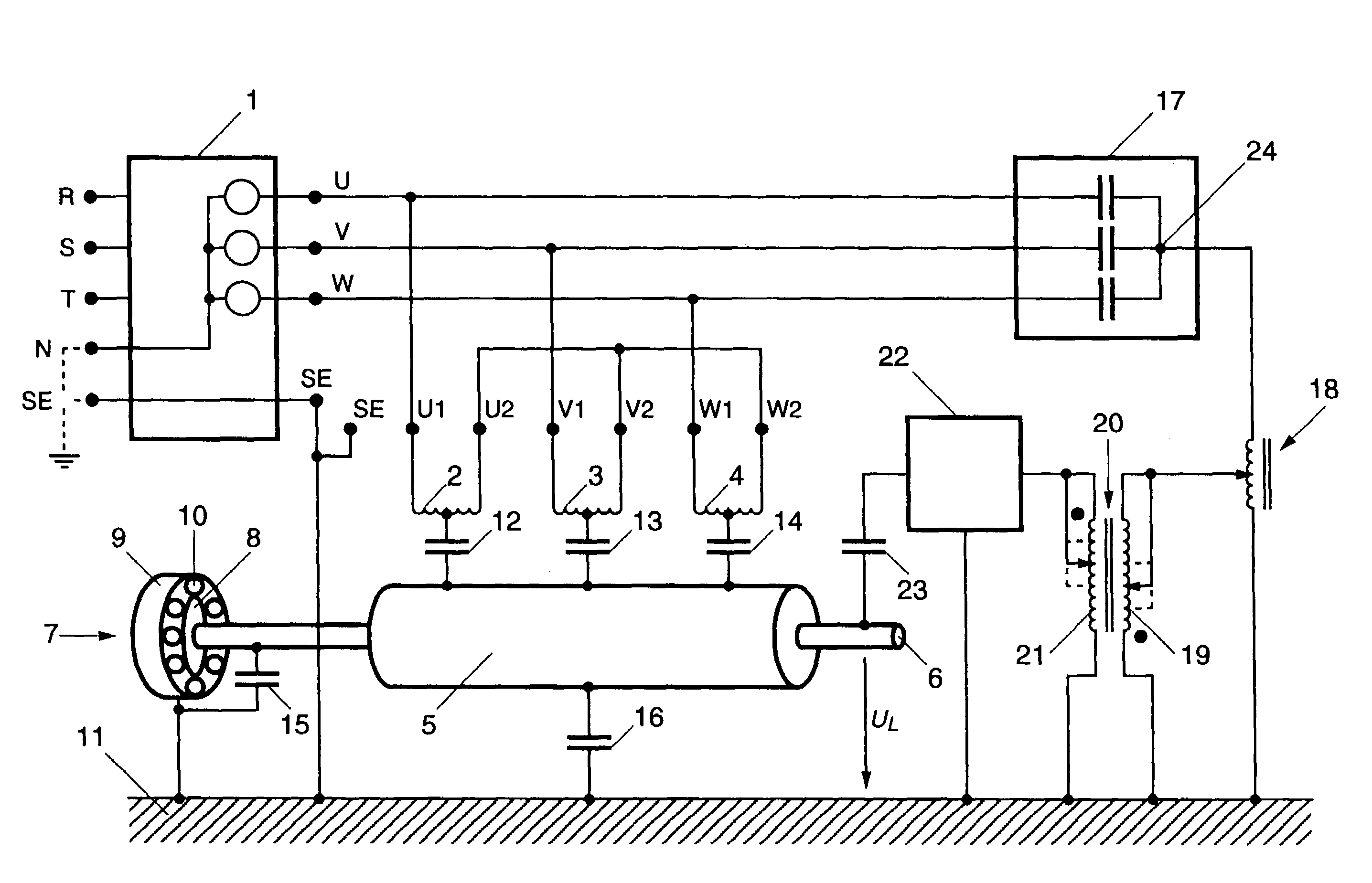 Device for protection of the bearing of an electrical machine against damaging passage of current