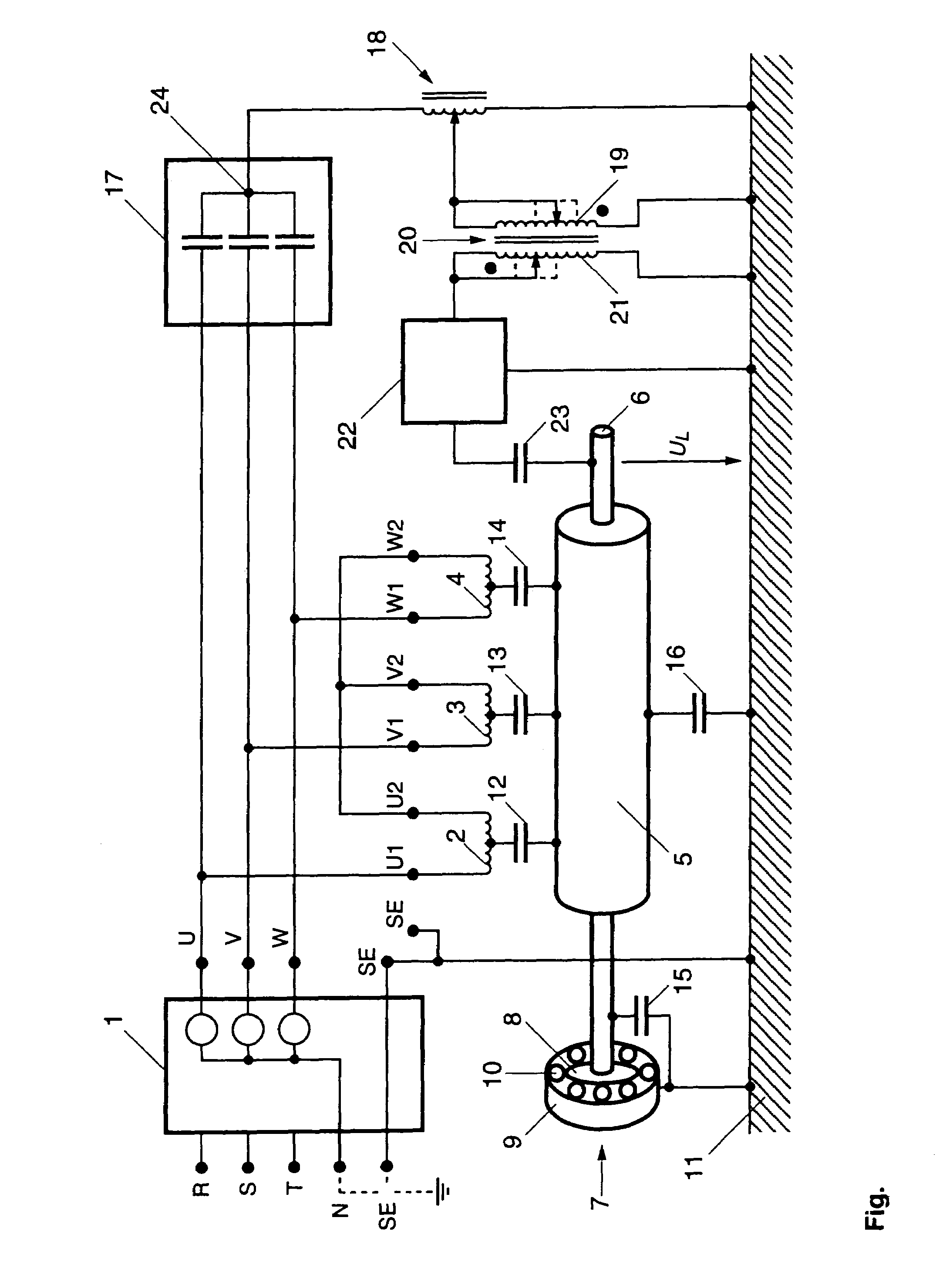 Device for protection of the bearing of an electrical machine against damaging passage of current