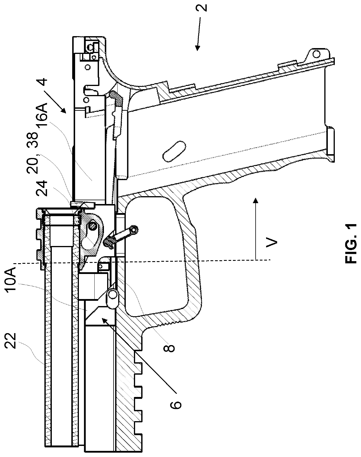 Pistol with optimized chassis anchoring