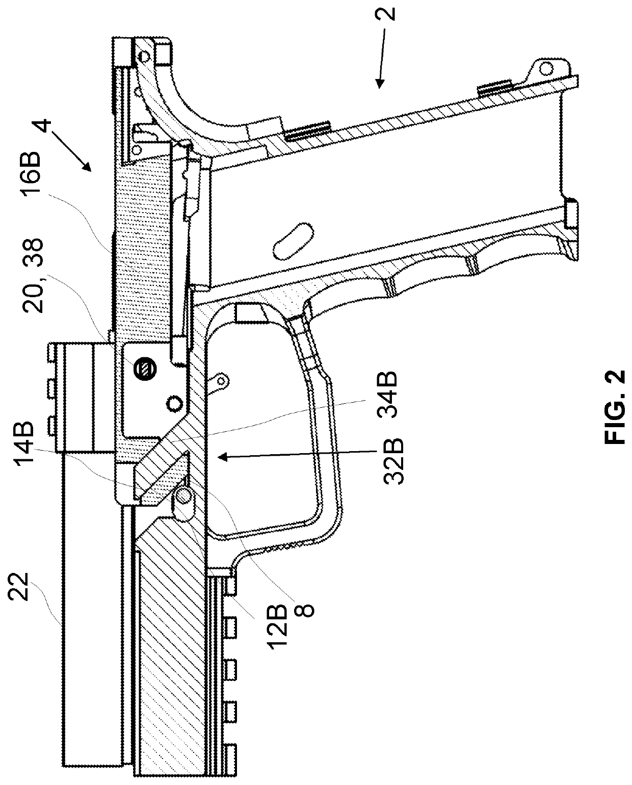 Pistol with optimized chassis anchoring