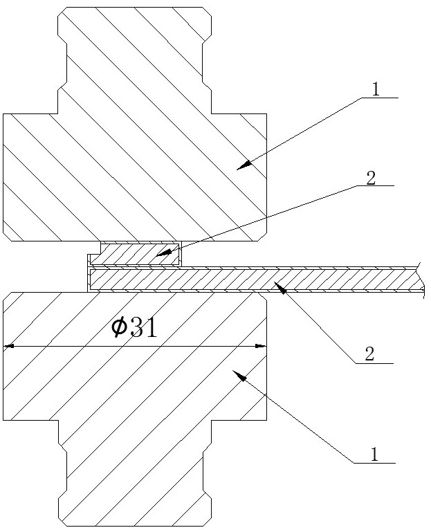 A welding process for copper-aluminum composite row