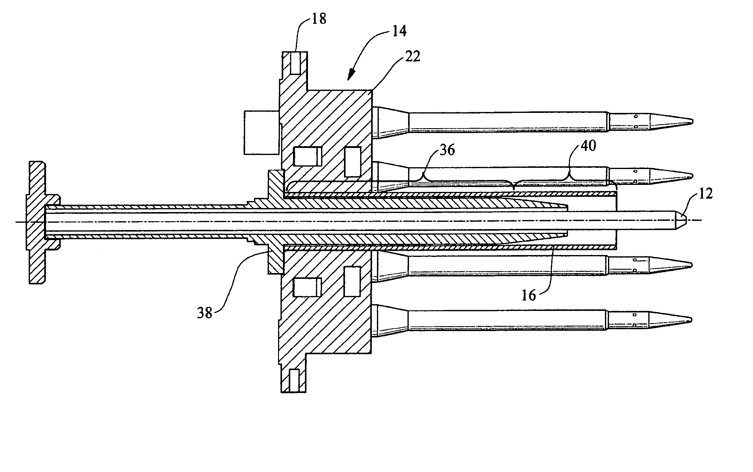 Support system for a pilot nozzle of a turbine engine