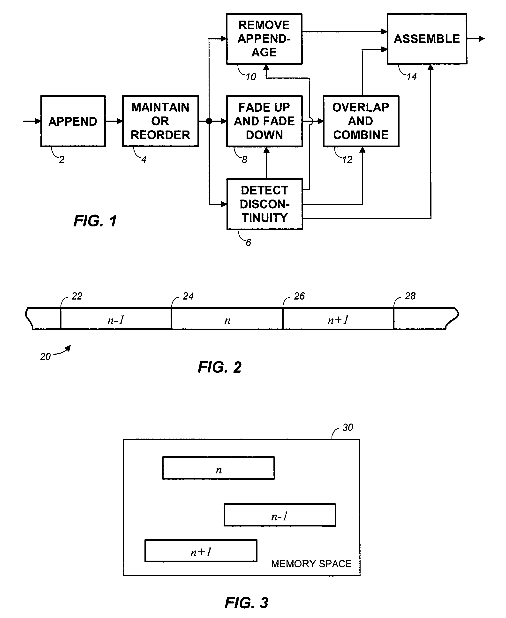 Frame-based audio transmission/storage with overlap to facilitate smooth crossfading