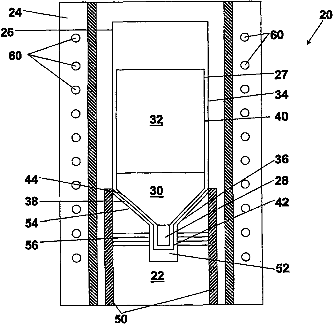 Crystal growing device and method